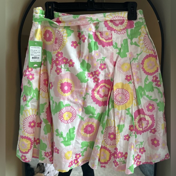 NWT, Lilly Pulitzer Pink and Green Floral A-Line Skirt - Picture 2 of 3